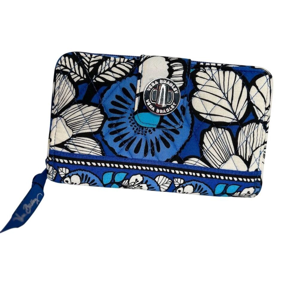 Vera Bradley Women's Blue Floral Zip-Around Clutch Wallet